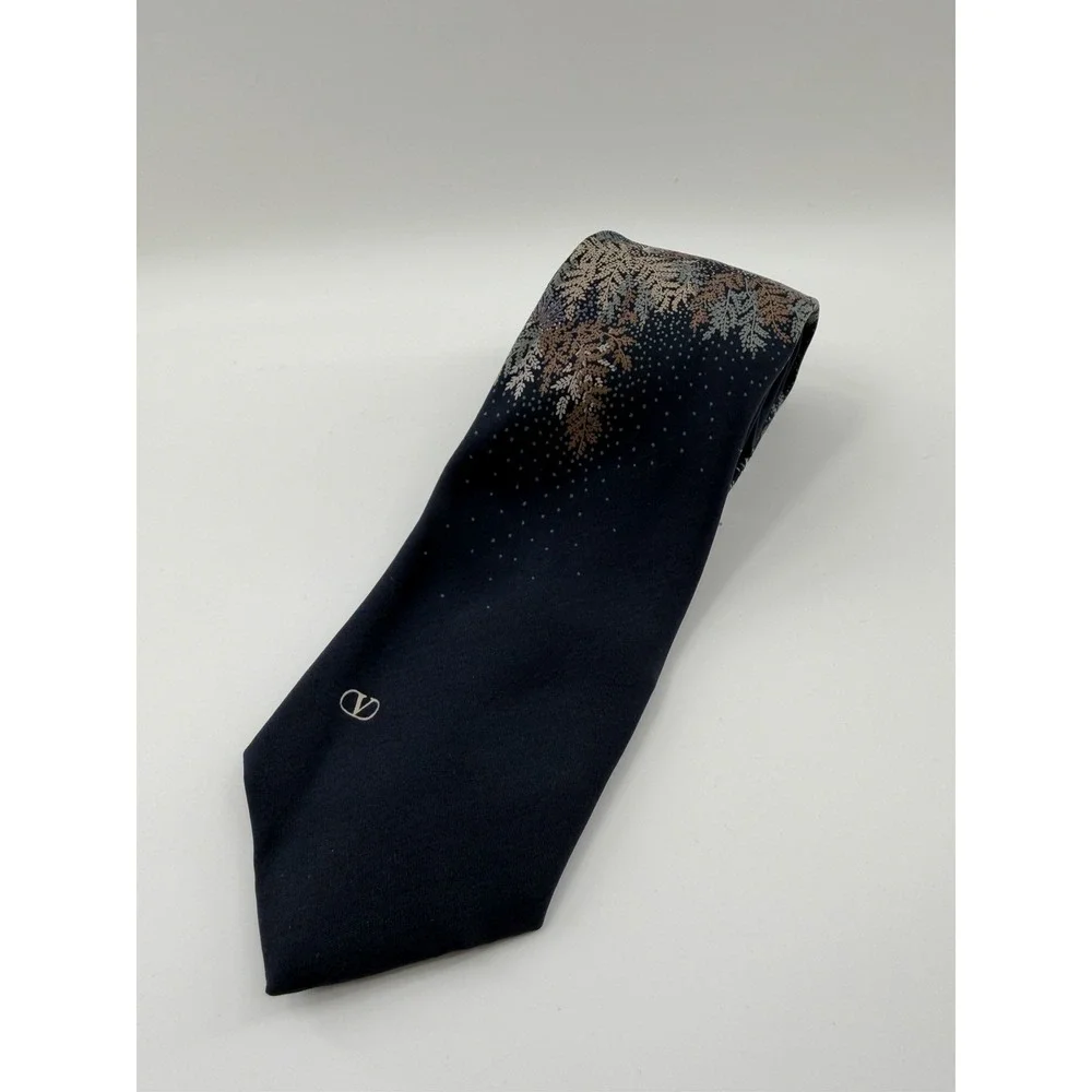Vintage Valentino Cravatte Mens Silk Neck Tie Italy Blue Floral Designer Luxury